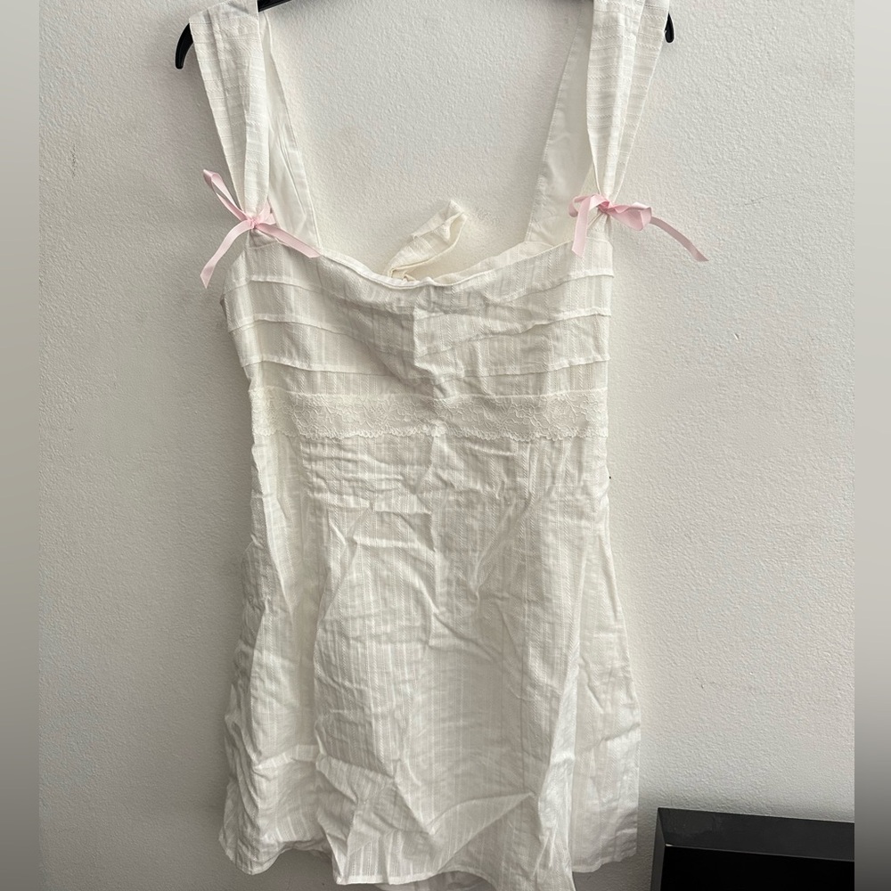 White Beginning Boutique Bow Mini Dress